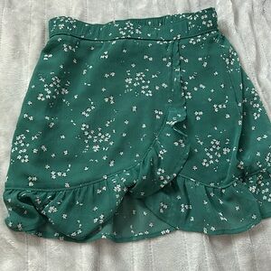 Kids Cute Green Floral Skirt